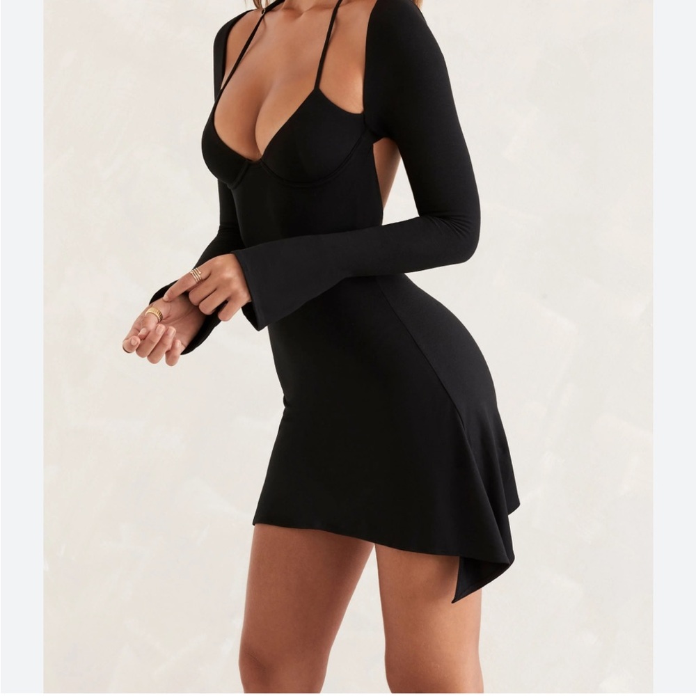 Oh Polly Black Long Sleeve Dress